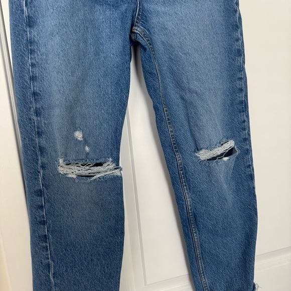 Zara High Waisted Distressed Blue Denim Straight Women's Jeans Size 4 - Picture 3 of 6